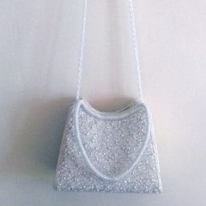 White Beaded Evening Bag
